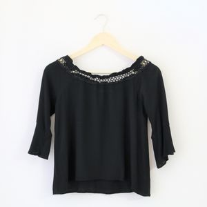 Black frilled dress shirt womens